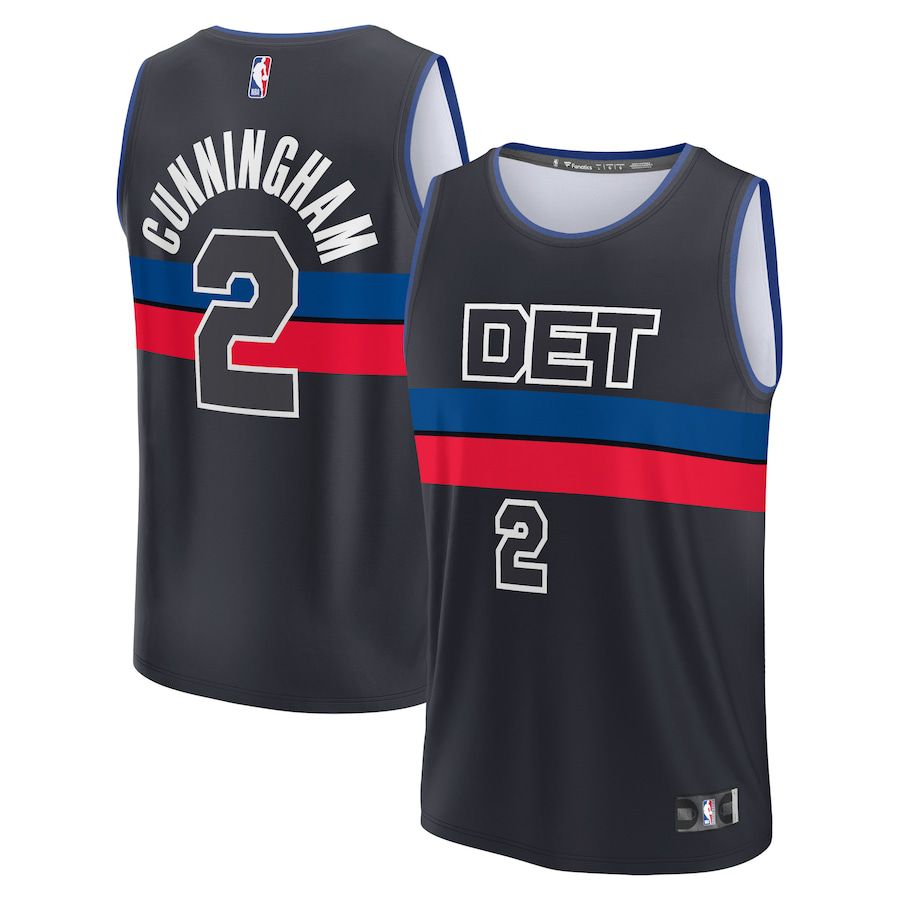 Men Detroit Pistons #2 Cade Cunningham Fanatics Branded Black 2022-23 Fast Break Player NBA Jersey